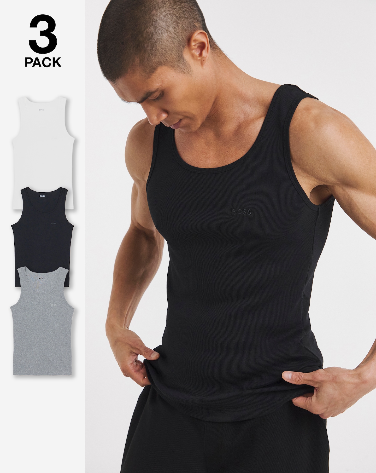 New In - BOSS 3 Pack Rib Vest