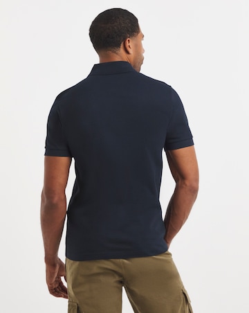 BOSS Short Sleeve Slim Fit Zip Neck Polo - Navy