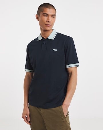 BOSS Short Sleeve Tipped Polo - Navy