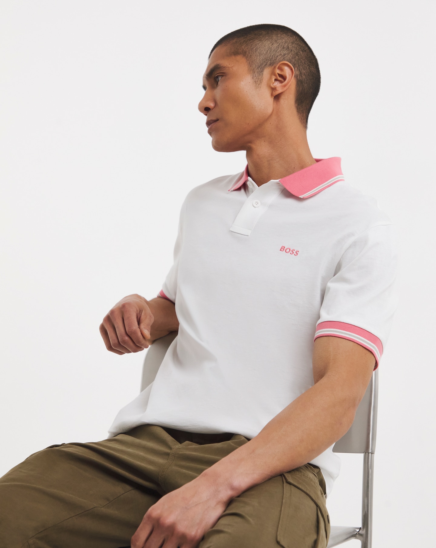 BOSS Tipped Polo - White