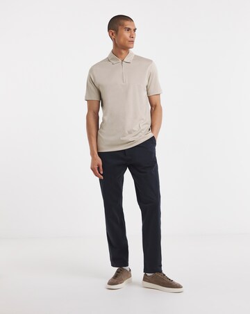 BOSS Short Sleeve Paras Jersey Zip Neck Polo - Beige