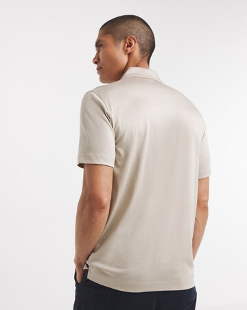 BOSS Short Sleeve Paras Jersey Zip Neck Polo - Beige