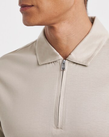 BOSS Short Sleeve Paras Jersey Zip Neck Polo - Beige