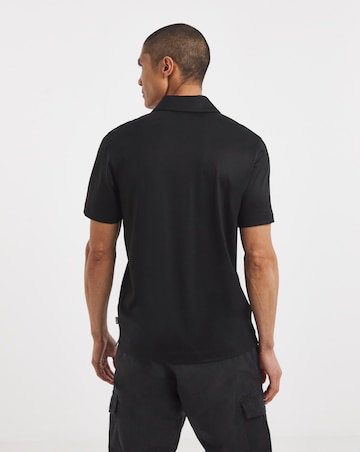 BOSS Short Sleeve Paras Jersey Zip Neck Polo - Black