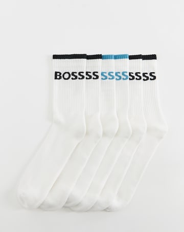BOSS 6 Pack Stripe Sport Socks - White