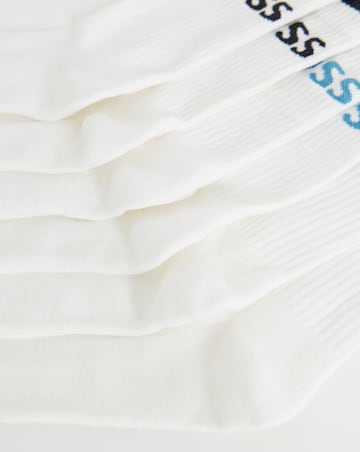 BOSS 6 Pack Stripe Sport Socks - White