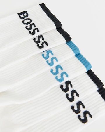 BOSS 6 Pack Stripe Sport Socks - White