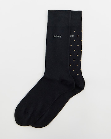 BOSS 2 Pack Mini Dot Bamboo Socks - Black