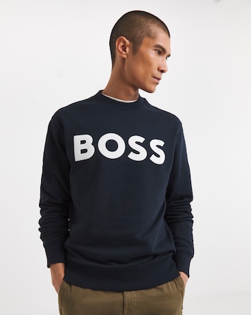 BOSS Classic Logo Crew Neck Sweat - Navy