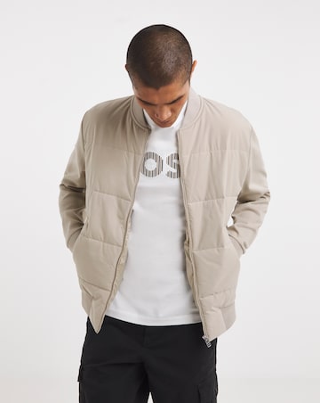 BOSS Mixed Jersey Bomber Jacket - Beige