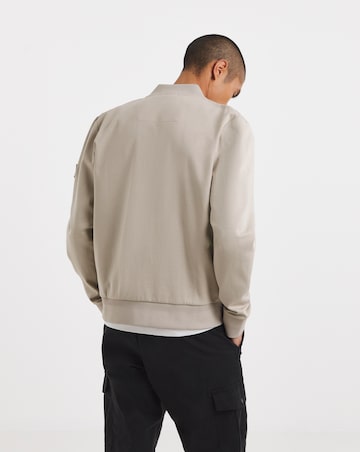 BOSS Mixed Jersey Bomber Jacket - Beige