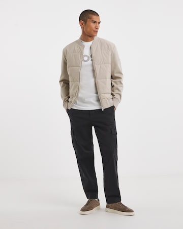 BOSS Mixed Jersey Bomber Jacket - Beige