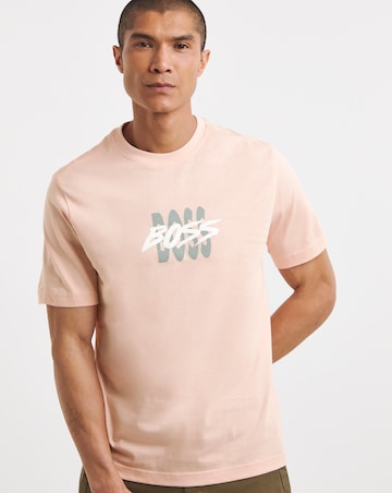 BOSS Short Sleeve Multi Logo T-Shirt - Pink