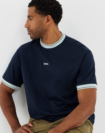 BOSS Short Sleeve Tipped T-Shirt - Navy
