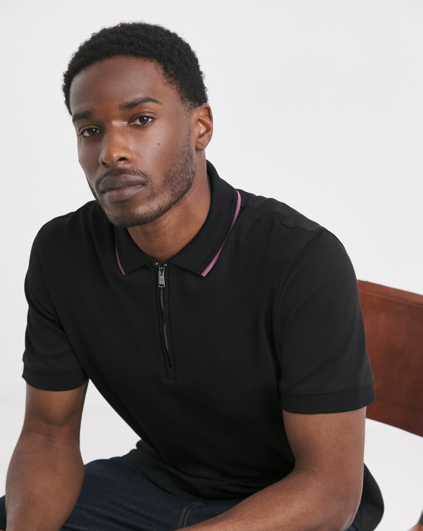 BOSS Short Sleeve Zip Neck Jersey Polo