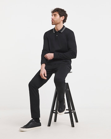 BOSS Long Sleeve Tipped Collar Polo - Black