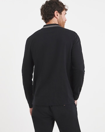 BOSS Long Sleeve Tipped Collar Polo - Black