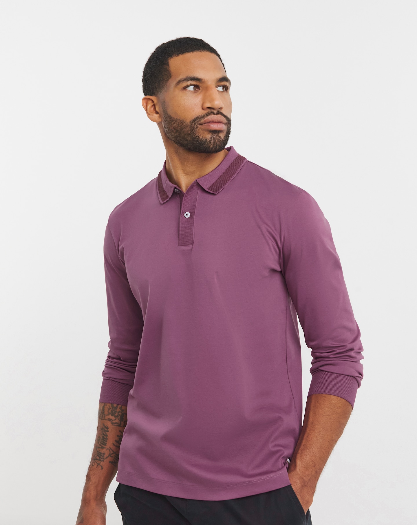 BOSS Long Sleeve Tipped Collar Polo