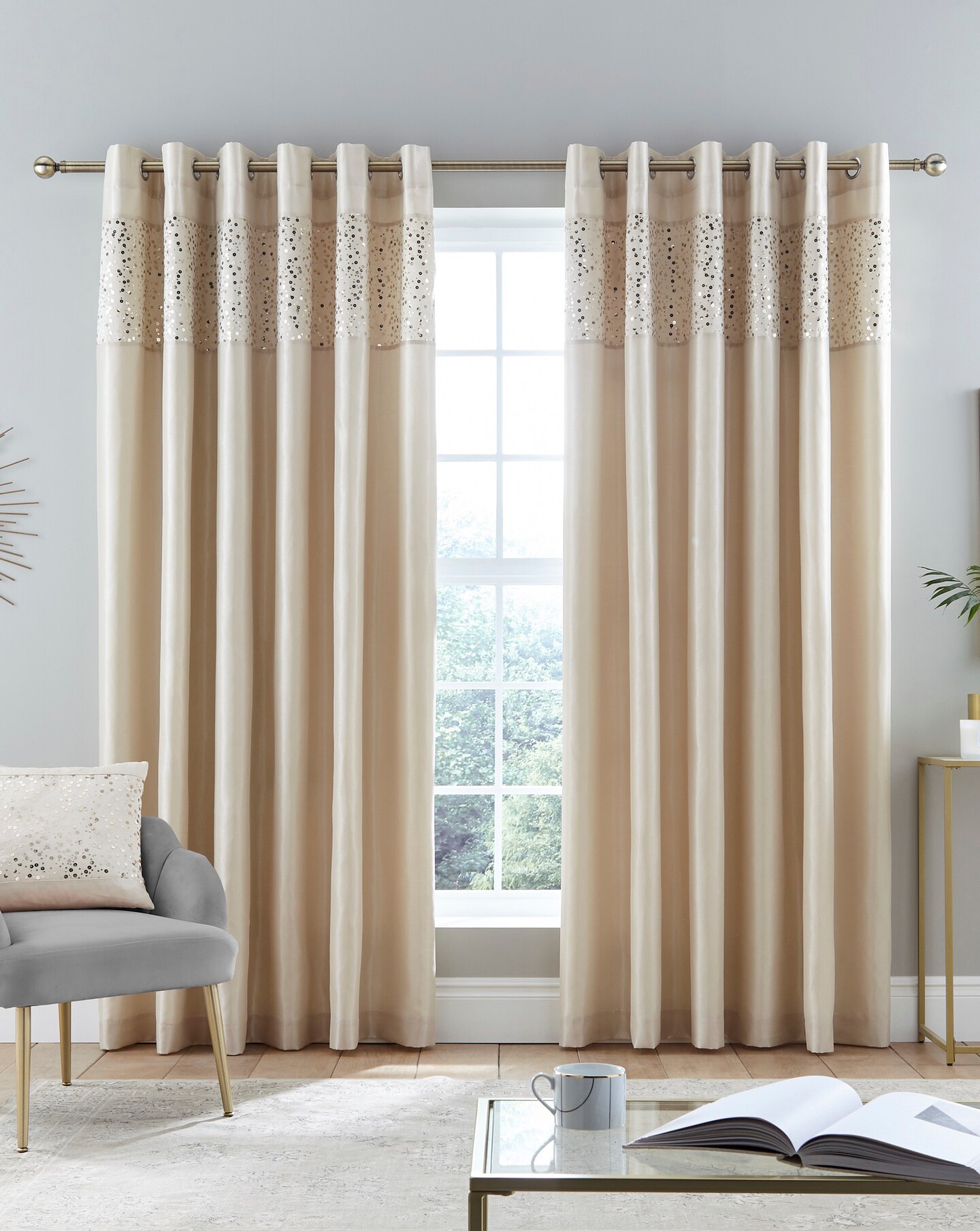 Catherine Lansfield Glitzy Light Filtering Eyelet Curtains
