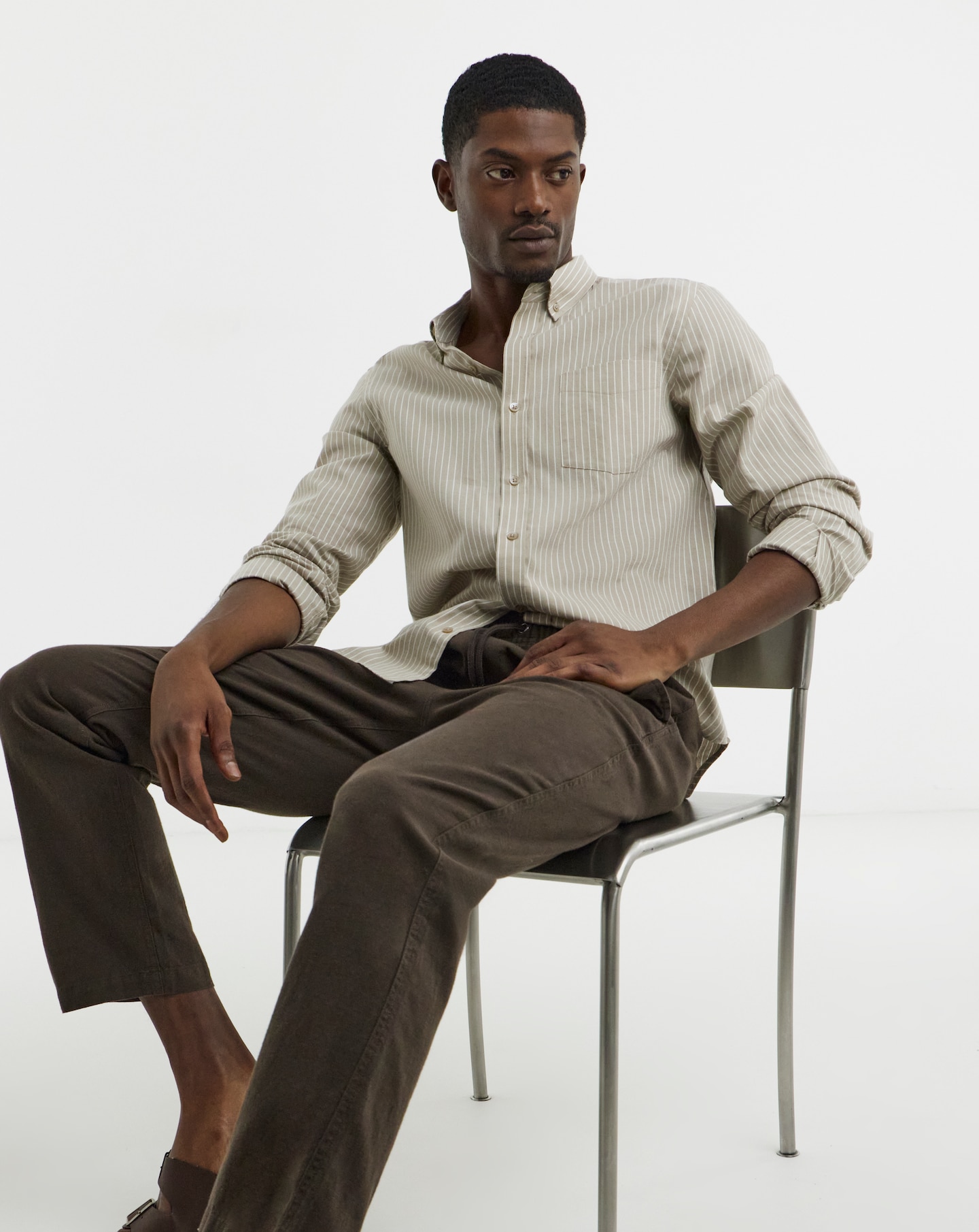 Linen Blend Elasticated Straight Trouser