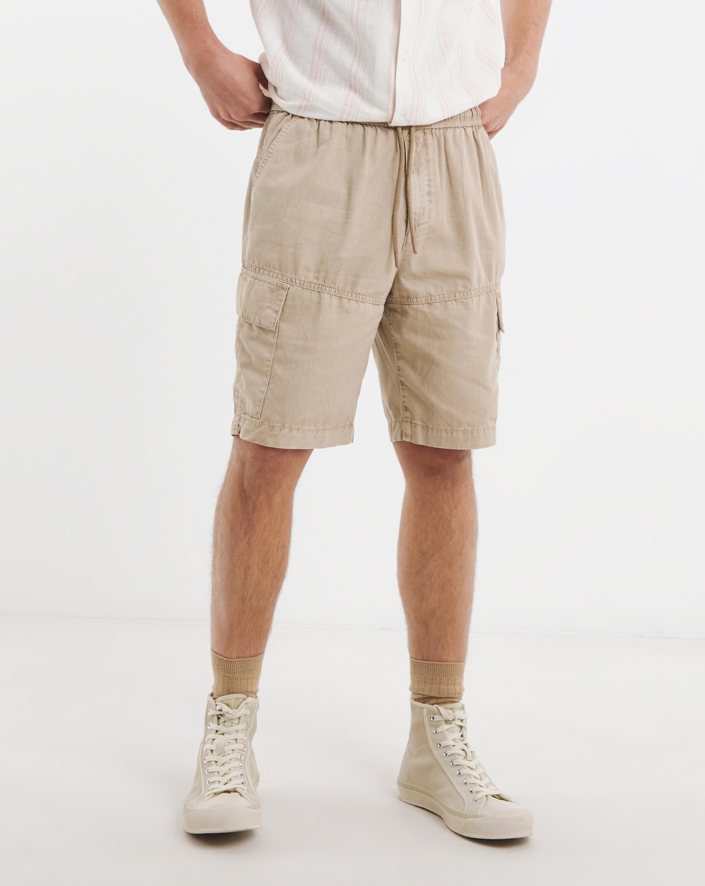 Elasticated Garment Dyed Cargo Short