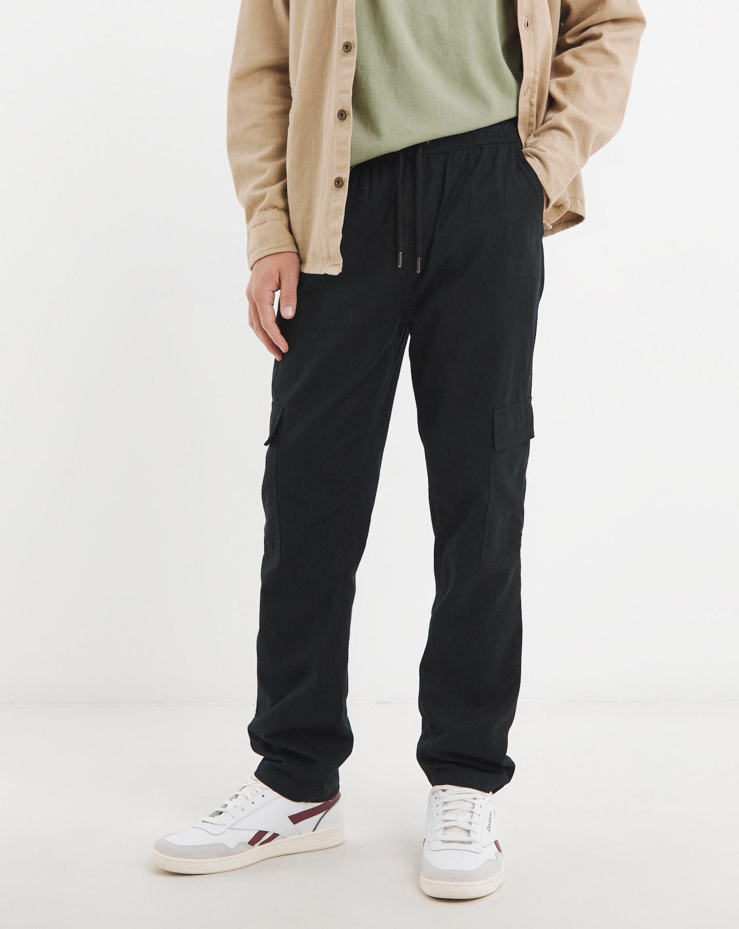 Linen Blend Elasticated Cargo Trouser