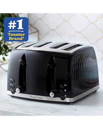 Russell Hobbs 26071 Textured Honeycomb Black 4 Slice Toaster