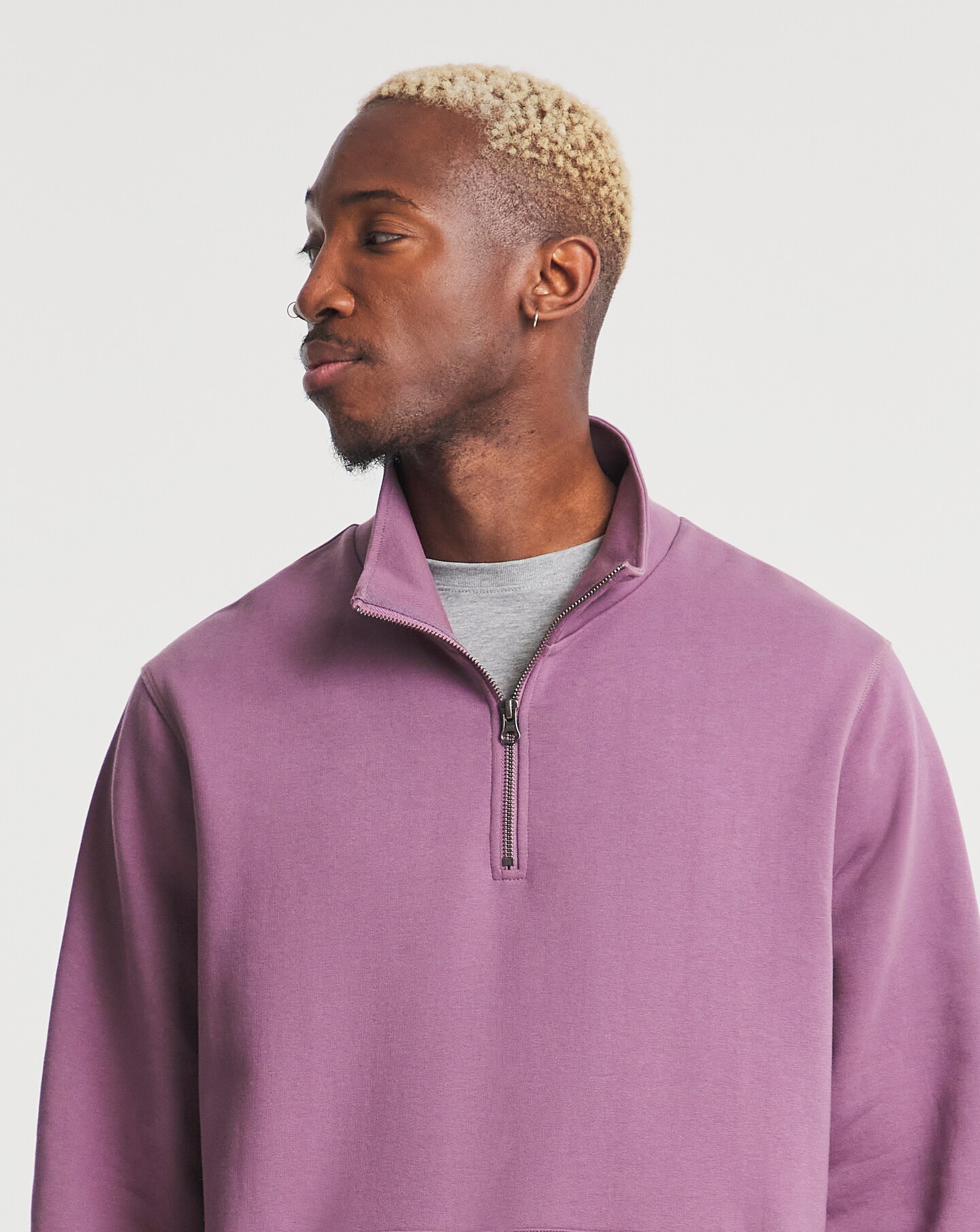 Purple Quarter Zip Neck Sweat Long | Jacamo
