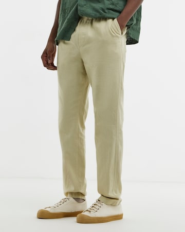 Linen Blend Tapered Elasticated Trouser