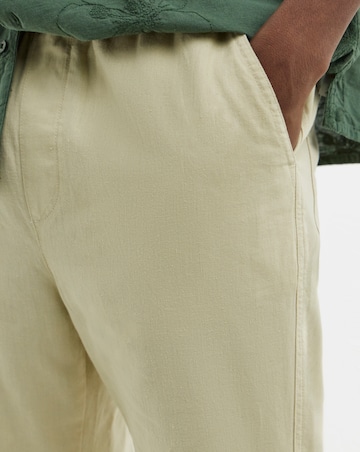 Linen Blend Tapered Elasticated Trouser