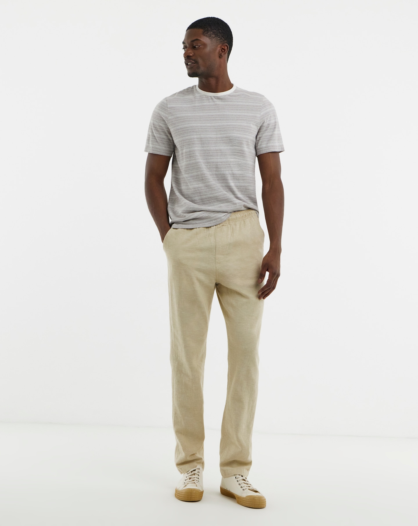 Linen Blend Straight Fit Trouser