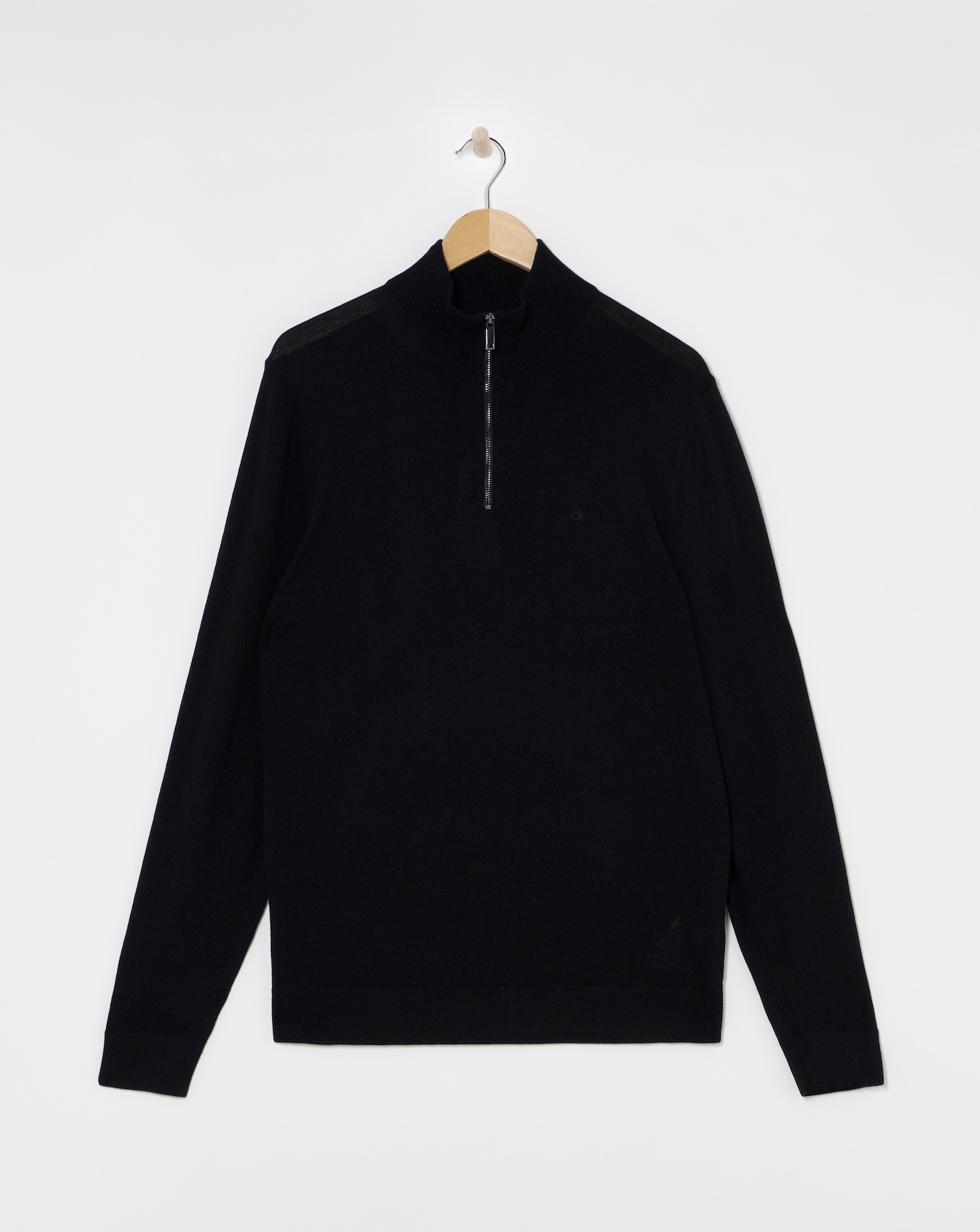 Calvin Klein Merino 1/4 Zip Black Jumper