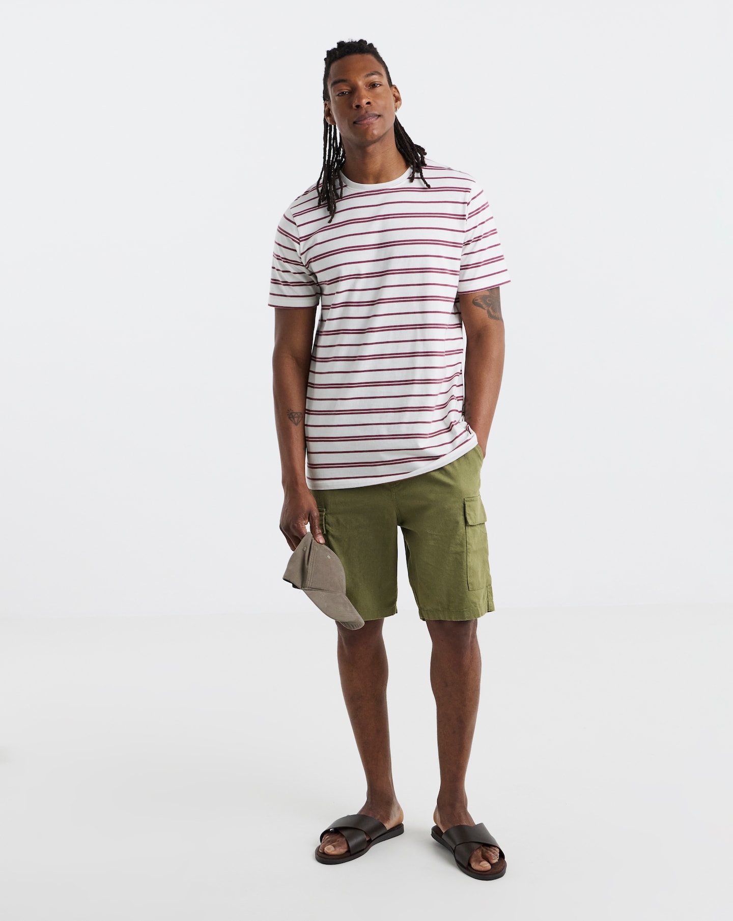 Linen Blend Elasticated Cargo Short