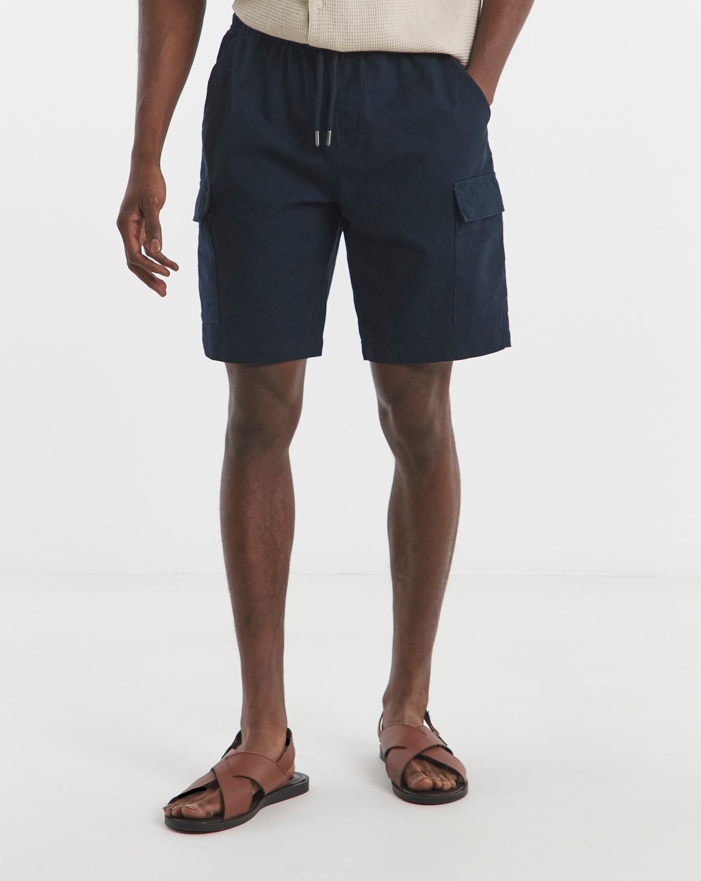 Linen Blend Elasticated Cargo Short