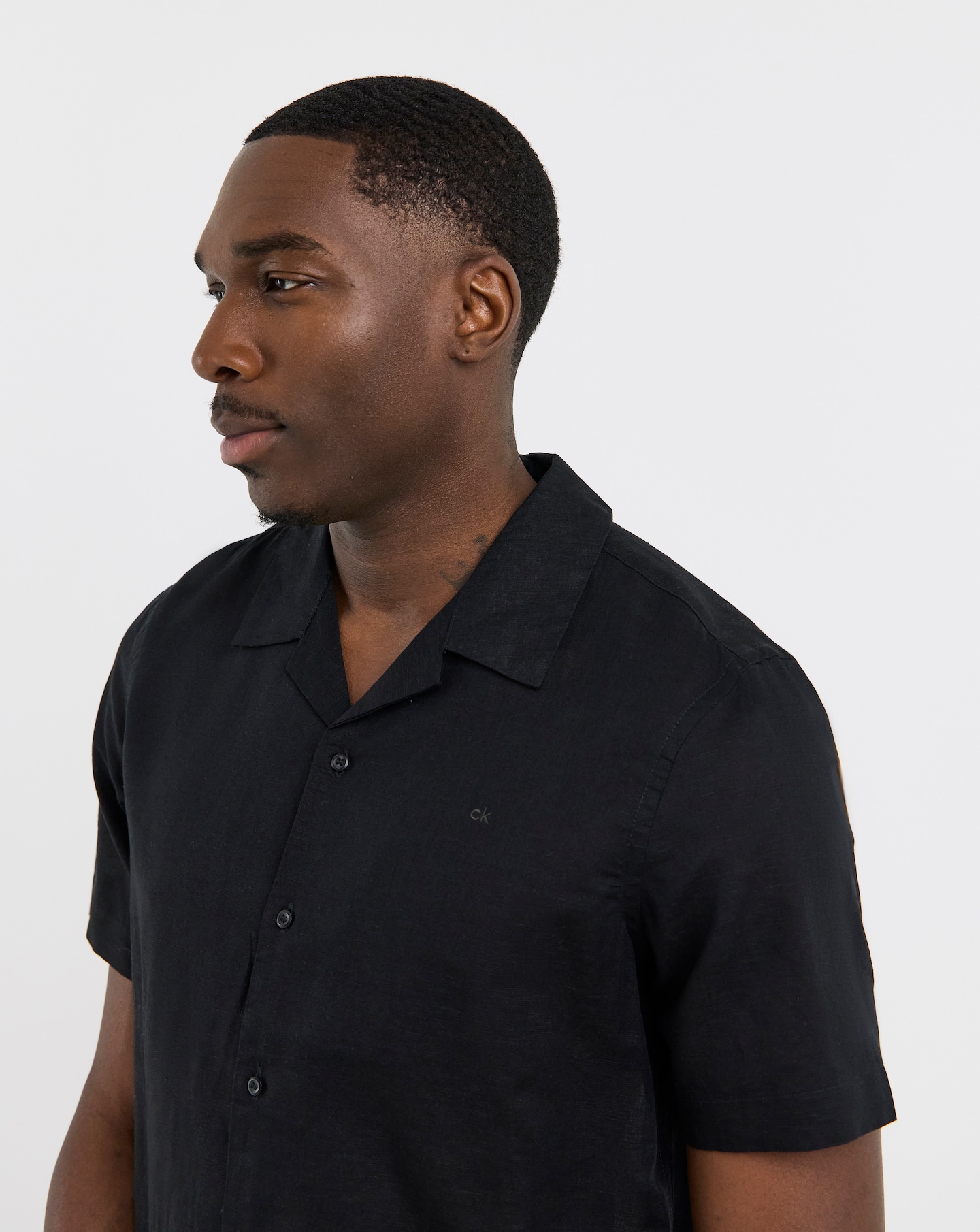 Calvin Klein Linen Cuban Shirt Black