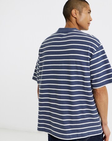 Calvin Klein Short Sleeve Script Stripe Pique T-Shirt - Dark Denim