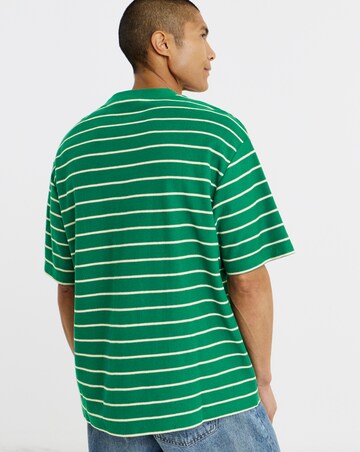 Calvin Klein Short Sleeve Script Stripe Pique T-Shirt - Forest Green