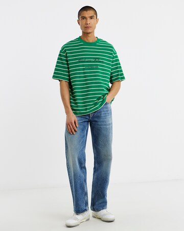 Calvin Klein Short Sleeve Script Stripe Pique T-Shirt - Forest Green