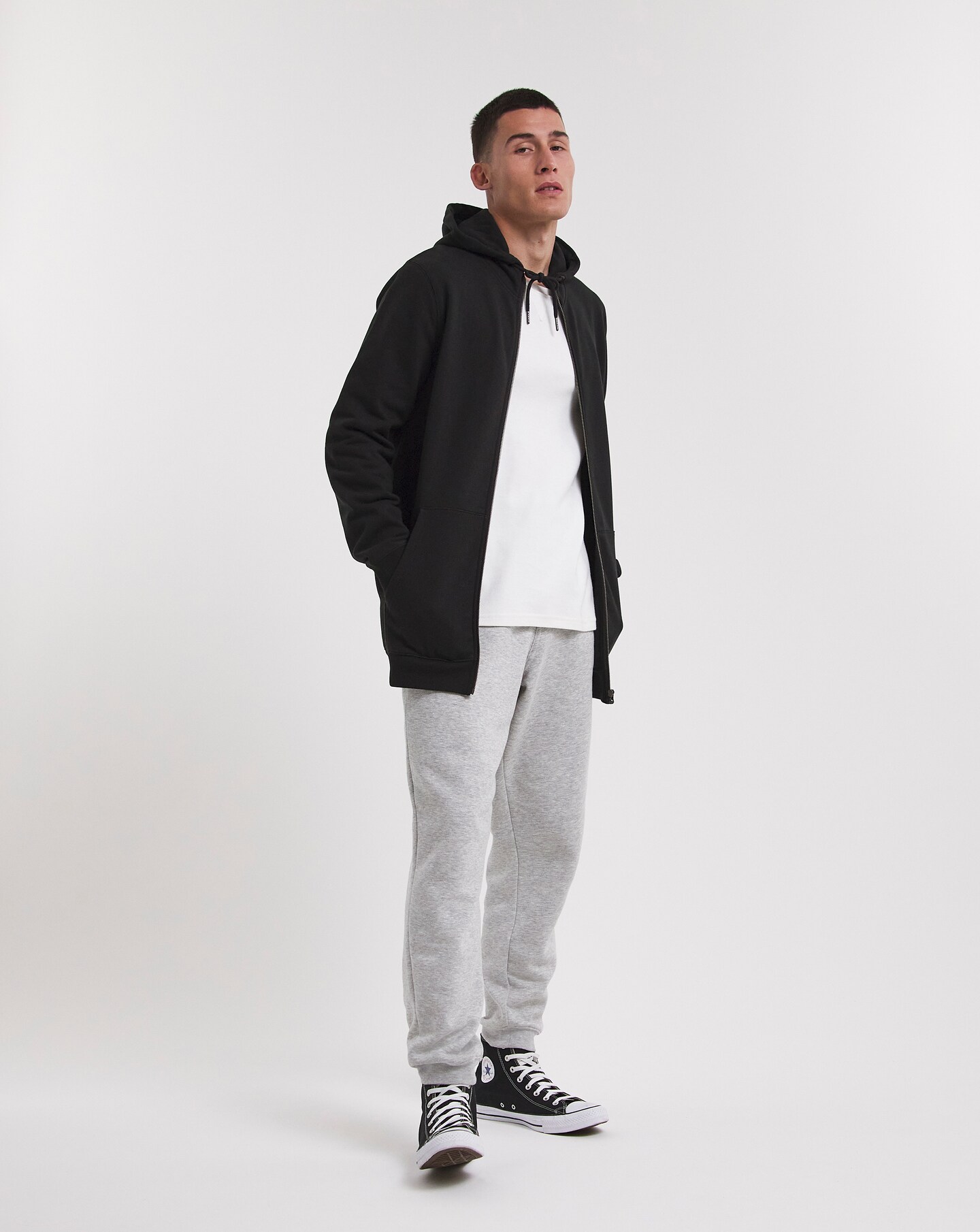 Extra long zip up sale hoodie