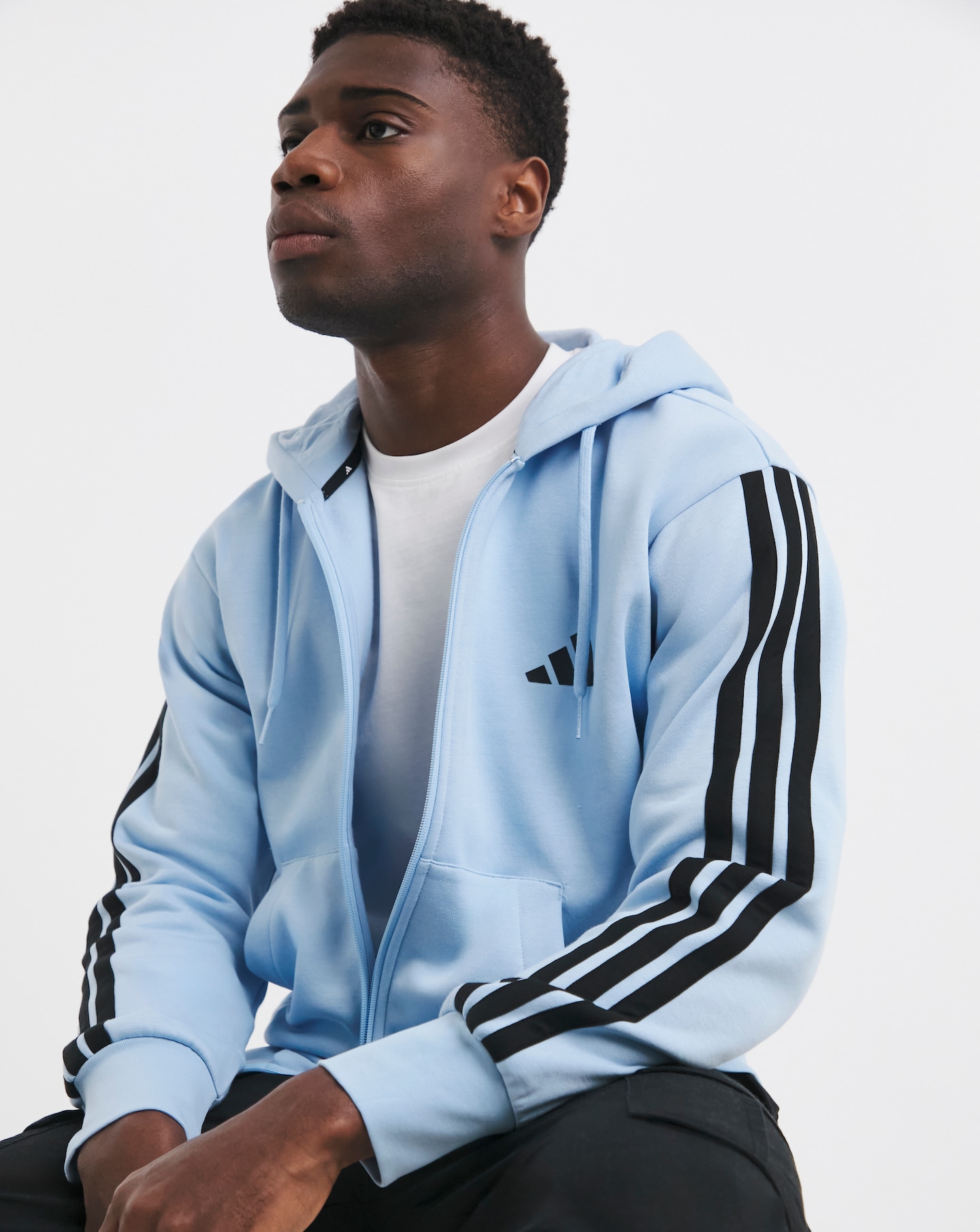 adidas 3 Stripes Full Zip Fleece Hoodie