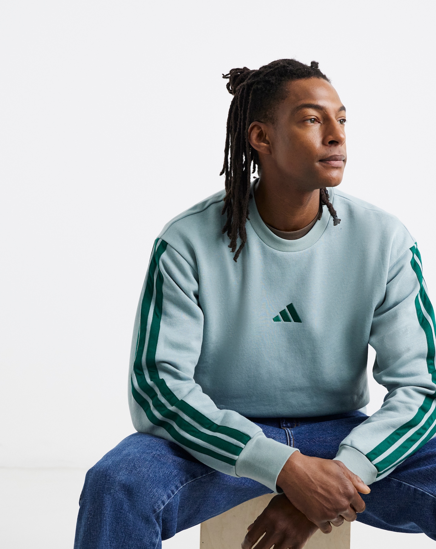 New In - adidas 3 Stripes Fleece Crew Sweatshirt