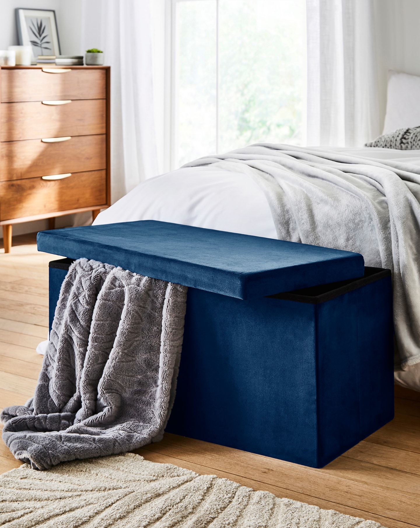New In - Velvet Foldable Storage Ottoman