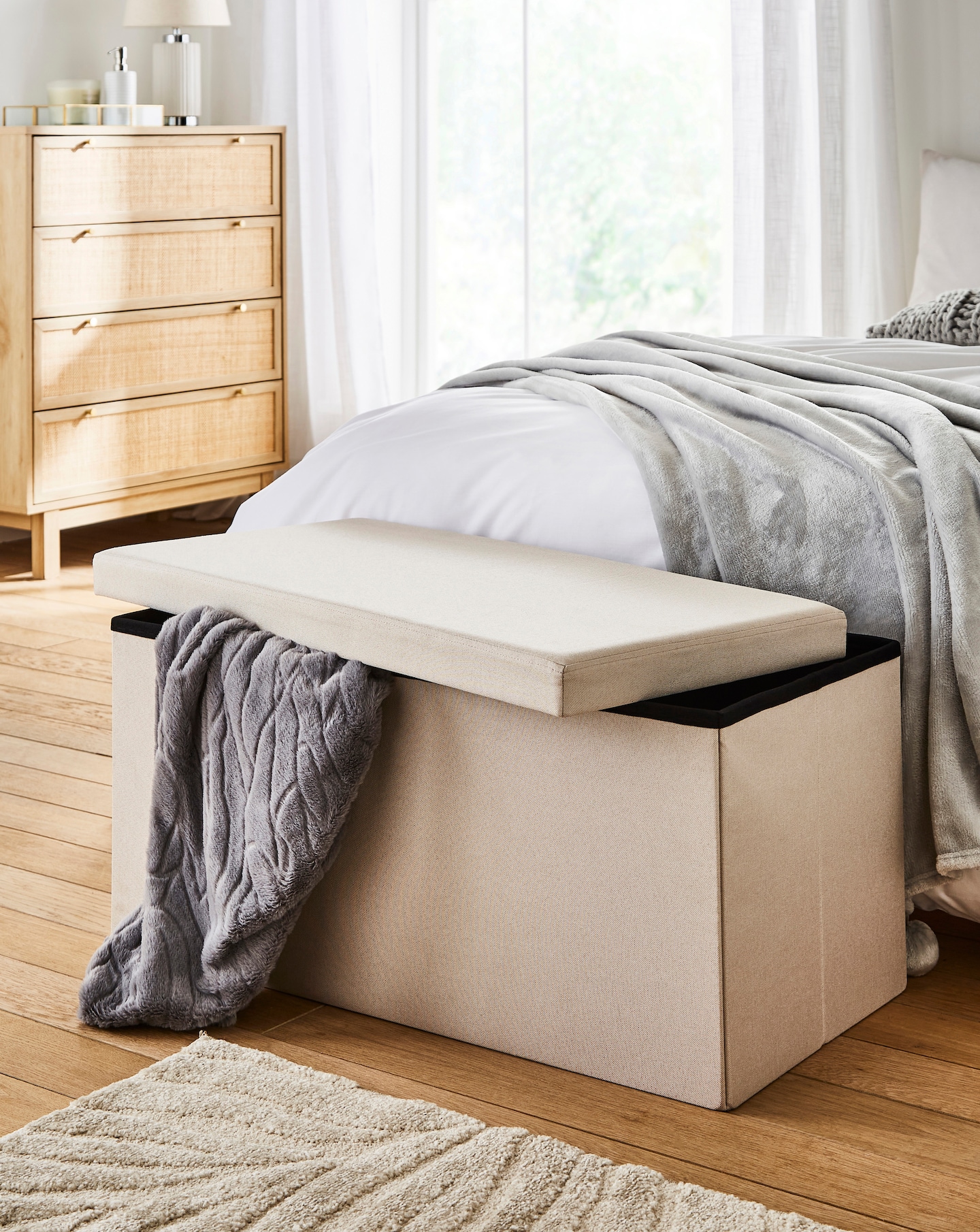 New In - Fabric Foldable Storage Ottoman