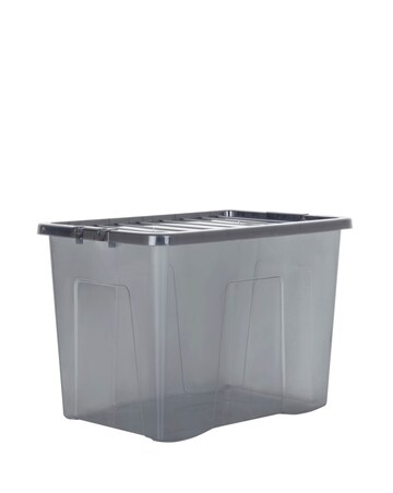 Wham Crystal Smoke Grey 80L Box and Lid 4PK