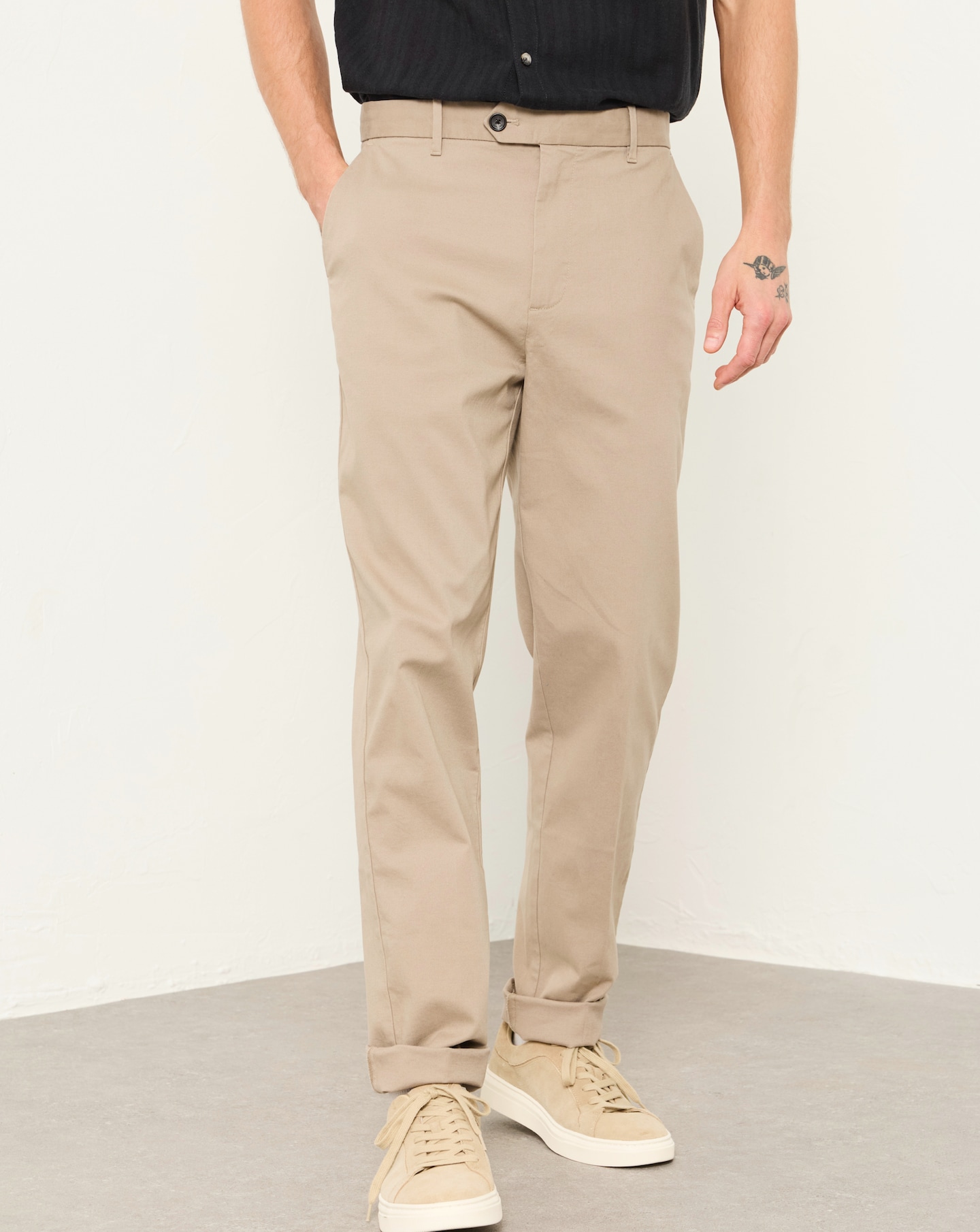 New In - FatFace Bosbury Pique Chino - Stone