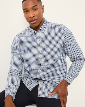 FatFace Oxford Gingham Long Sleeve Shirt (Regular & Tall) - Navy