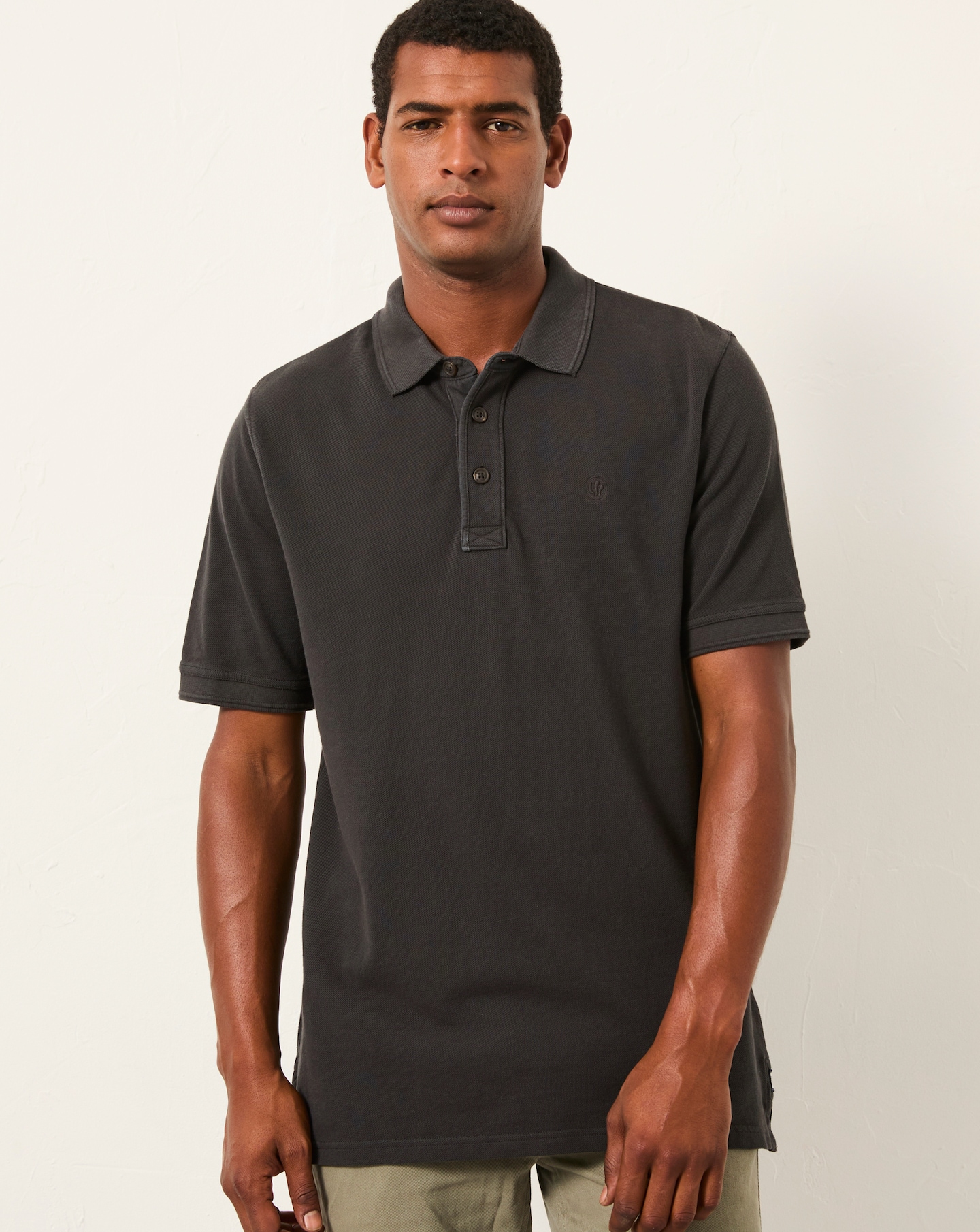 Fatface Pique Short Sleeve Polo - Black