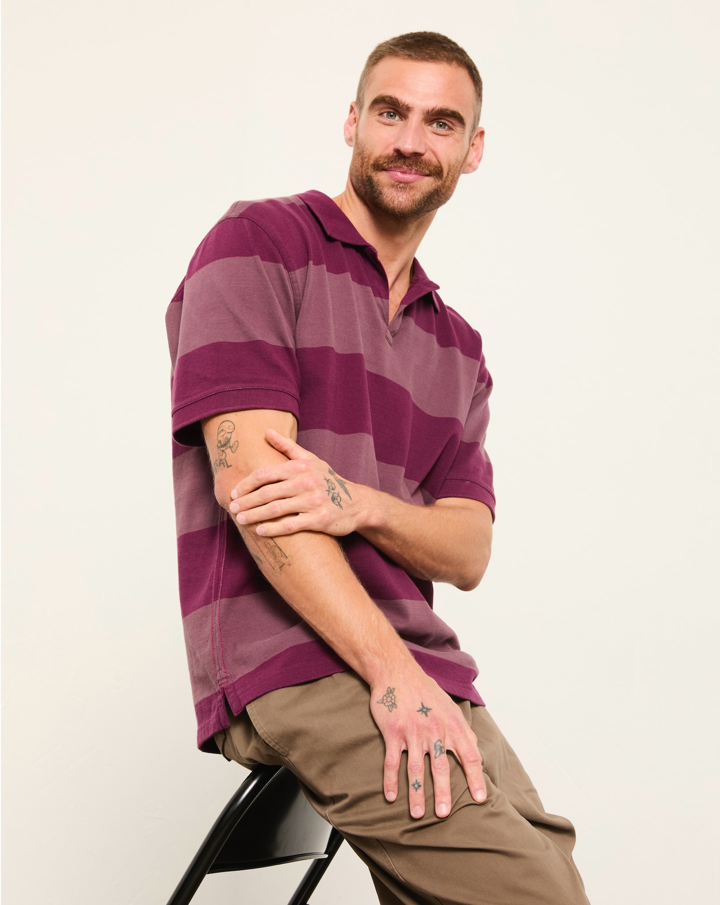 New In - FatFace Ashton SS Stripe Polo - Purple