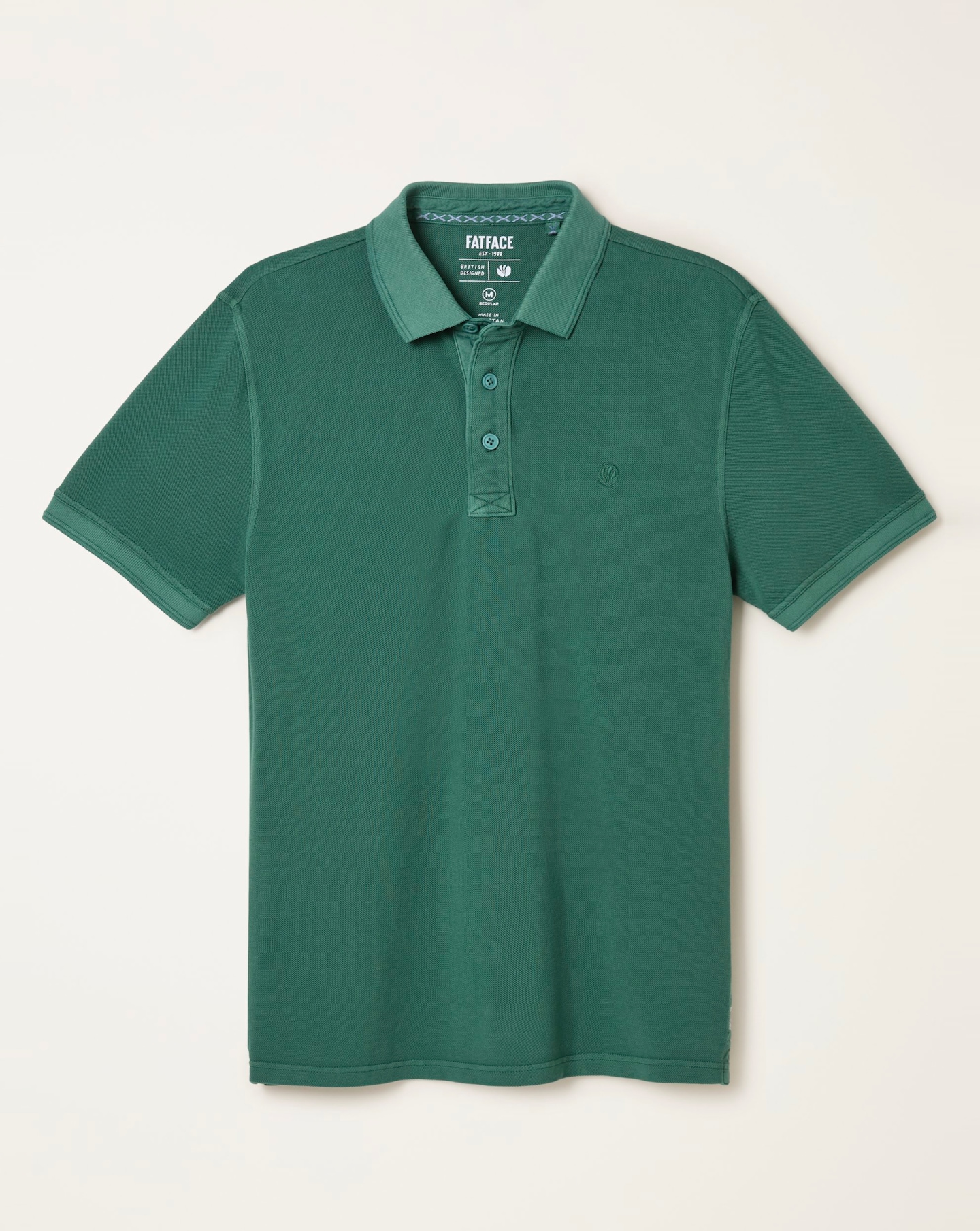 FatFace Pique Short Sleeve Polo - Jade
