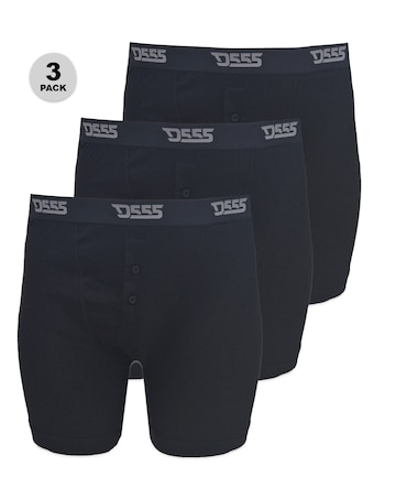 D555 Big & Tall Driver-2 Pack of 3 Cotton Boxer Short - (Black x 3)